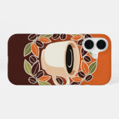 レトロ フラワー コーヒー カップ iPhone 16ケース (裏面横)