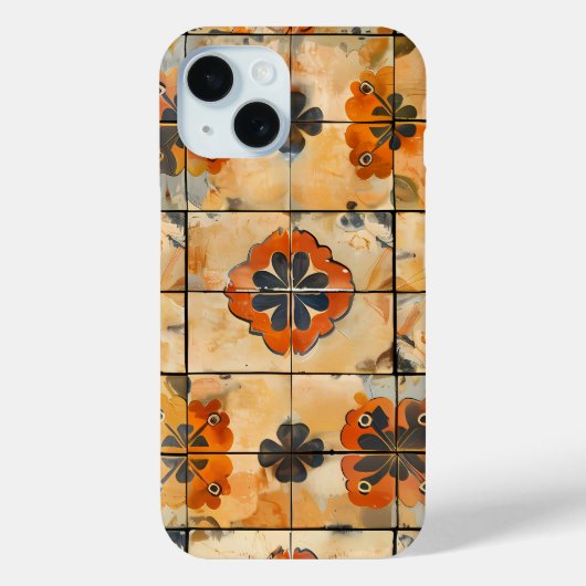 レトロ フラワー タイル 模様 スマホケース Case-Mate iPhoneケース (裏面)