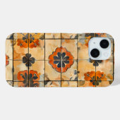 レトロ フラワー タイル 模様 スマホケース Case-Mate iPhoneケース (裏面 (横))
