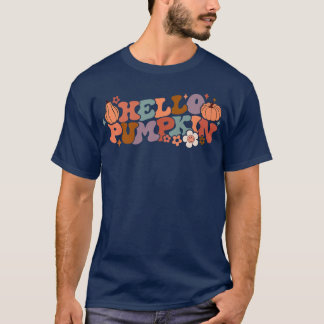 レトロ フラワー ハロー パンプキン 秋の収穫 パンプキン シ Tシャツ