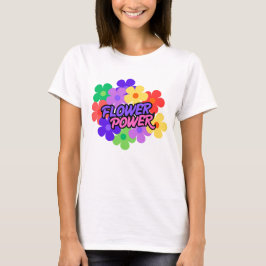 レトロ フラワー パワー 60年代 70年代 フラワー柄スローガンTシャツ Tシャツ