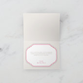 レトロ フラワー ピンク & カーキ オーダーメイド サンクスカード サンキューカード (内部)