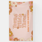 レトロ フラワー ボヘミア 3歳 誕生日 バックドロップ 横断幕 (縦)