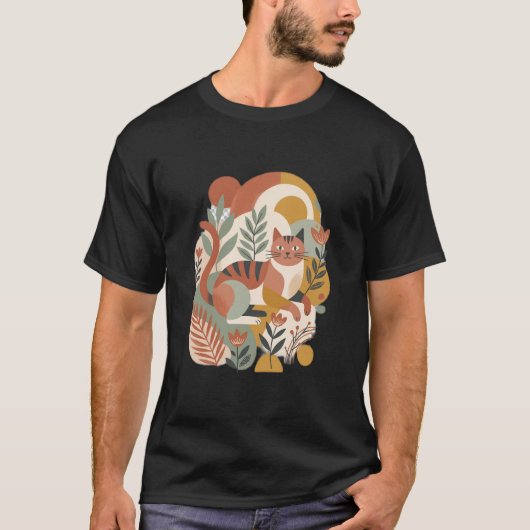 レトロ フラワー ボホー アート Tシャツ (正面)