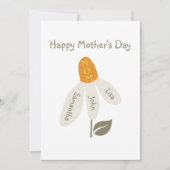 レトロ フラワー ママ、子供の名前、マザー、カスタム ペタルズ シーズンカード (正面)