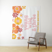 レトロ フラワー ヤング ワイルド スリー バースデー バナー タペストリー (インサイチュ)