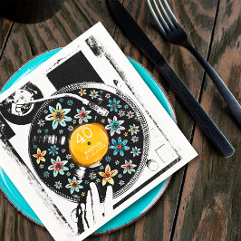 レトロ フラワー レコードプレーヤー レコード 誕生日 名入れ スタンダードカクテルナプキン