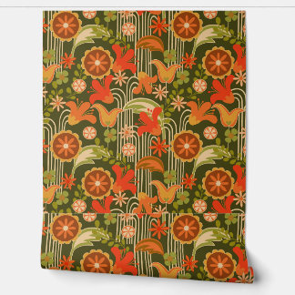 レトロ フラワー - 壁紙