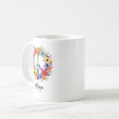 レトロ フラワー 平和と優しさ コーヒーマグカップ (正面左)