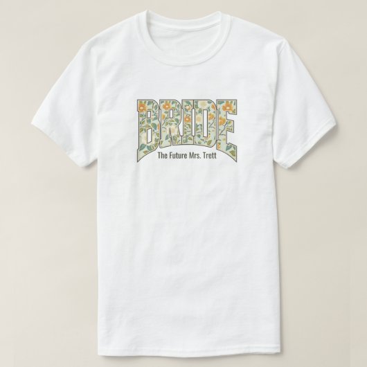 レトロ フラワー 花嫁 婚約 バチェラー・パーティー Tシャツ (デザイン正面)