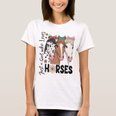 レトロ フラワー 馬好き女子 カートゥーン Tシャツ (正面)