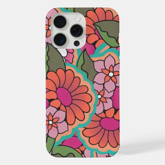 レトロ フラワー iPhone 15 Pro Max カバー (裏面)