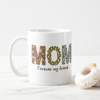 レトロ フラワー MOM フォントデザイン コーヒーマグカップ