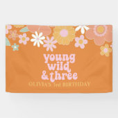 レトロ フラワー Young Wild three 誕生日 横断幕 (横)
