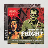 レトロ フランケンシュタイン ヴィンテージ ホラー ハロウィン パーティー 招待状 (正面/裏面)