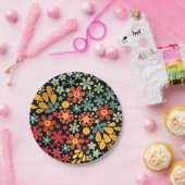 レトロ.フローラモチーフ2 ペーパープレート (パーティー)