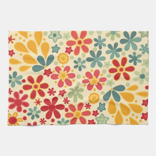 レトロ.フローラモチーフ キッチンタオル (横)