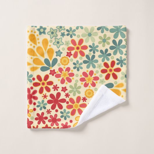 レトロ.フローラモチーフ バスタオルセット (ウォッシュタオル)