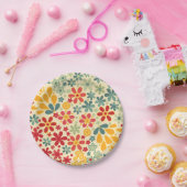 レトロ.フローラモチーフ ペーパープレート (パーティー)