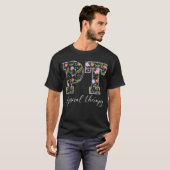 レトロ フローラル 理学療法士 全力投球 Tシャツ (正面フル)