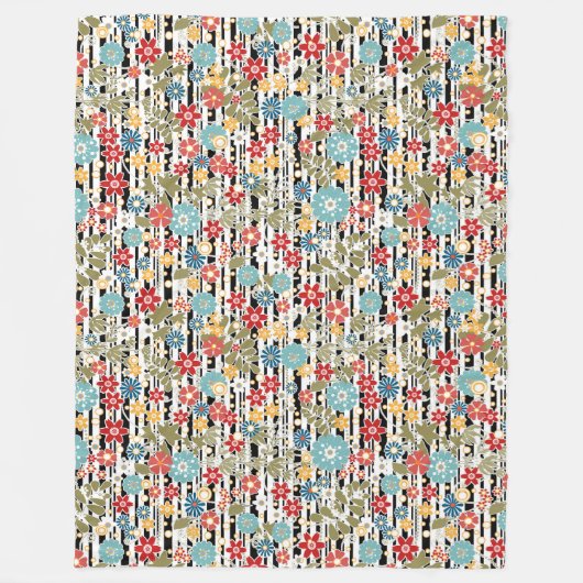 レトロ、フローラ履歴 フリースブランケット (正面)