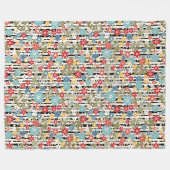 レトロ、フローラ履歴 フリースブランケット (正面(横))