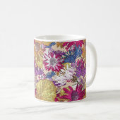 レトロ,フローラ,赤い花,花束,青い花, コーヒーマグカップ (正面右)