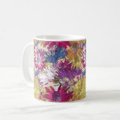 レトロ,フローラ,赤い花,花束,青い花, コーヒーマグカップ (正面左)