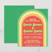 レトロ フンキー アーチ 緑の予算 ウェディング 招待状 (正面/裏面)