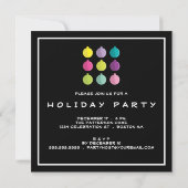 レトロ ブライト オーナメント カラフル ホリデー パーティー 招待状 (裏面)