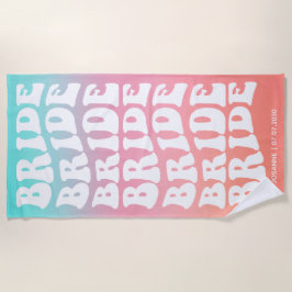 レトロ ブライド ピンク アクア グラデーション オーダーメイド ビーチタオル