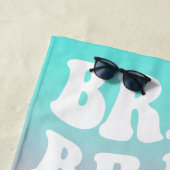 レトロ ブライド ピンク アクア グラデーション カスタム ビーチタオル (インサイチュ)