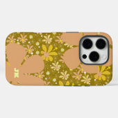 レトロ ブラウンとイエローの花柄モノグラム Case-Mate iPhoneケース (裏面 (横))