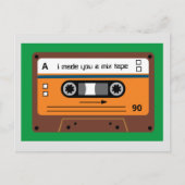 レトロ ブラウン カセット ミックス テープ グリーティング ポストカード (正面)