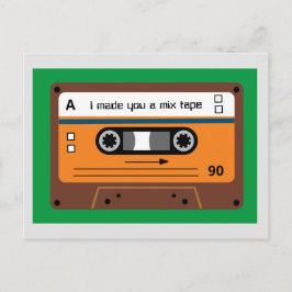 レトロ ブラウン カセット ミックス テープ グリーティング ポストカード