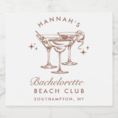 レトロ ブラウン コクテルの独身最後の夜 スパークリングワインラベル (シングルラベル)