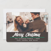 レトロ ブラウン 写真 クリスマスカード | 横向き 招待状 (正面)