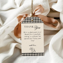 レトロ ブラック アイボリー オールド マネー ウェディング サンクス ギフトタグ