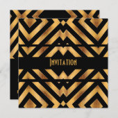 レトロ ブラック ゴールド エキゾチック 2 招待状 (正面/裏面)