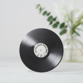 レトロ ブラック ビニール LP レコード 60歳 誕生日パーティー 招待状 (スタンド正面)