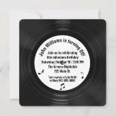 レトロ ブラック ビニール LP レコード 80歳の誕生日パーティー 招待状 (正面)