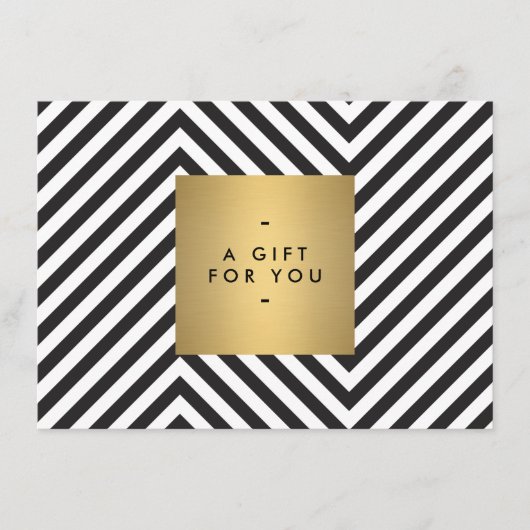 レトロ ブラック＆ホワイト パターン ゴールド ネーム ギフト 認証 (正面)