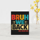 レトロ ブルーノーバック バス モニター おもしろい新学期 カード (黄色い花)