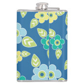 レトロ ブルーフラワーパターン フラスク (裏面)