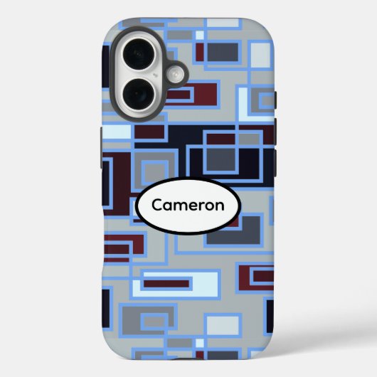 レトロ ブルー グレー 長方形 Case-Mate iPhoneケース (裏面)