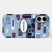 レトロ ブルー グレー 長方形 Case-Mate iPhoneケース (裏面 (横))