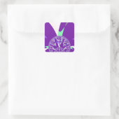 レトロ ブルー シアン カラフルな万花鏡 アート プリント スクエアシール (バッグ)