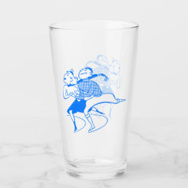 レトロ ブルー スケート カップル タンブラーグラス