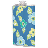 レトロ ブルー フラワーパターン フラスク (左)