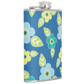 レトロ ブルー フラワーパターン フラスク (右)